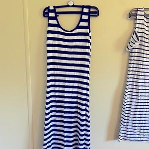 Black and white striped maxi dress